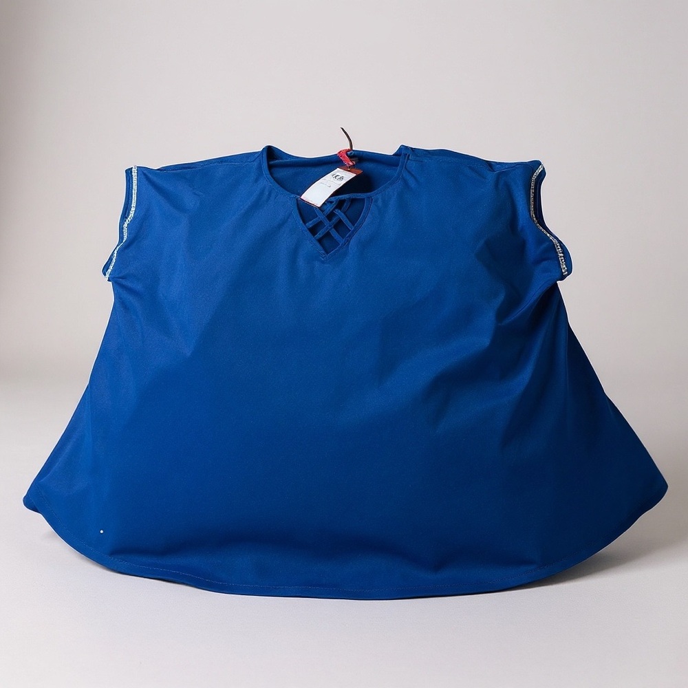 Love Scarlett Royal Blue Women's Blouse with rhinestone detailing. Stretchy